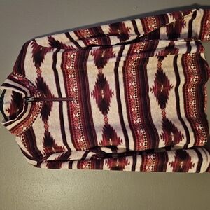 Maurices Red and Cream Patterned Sweater